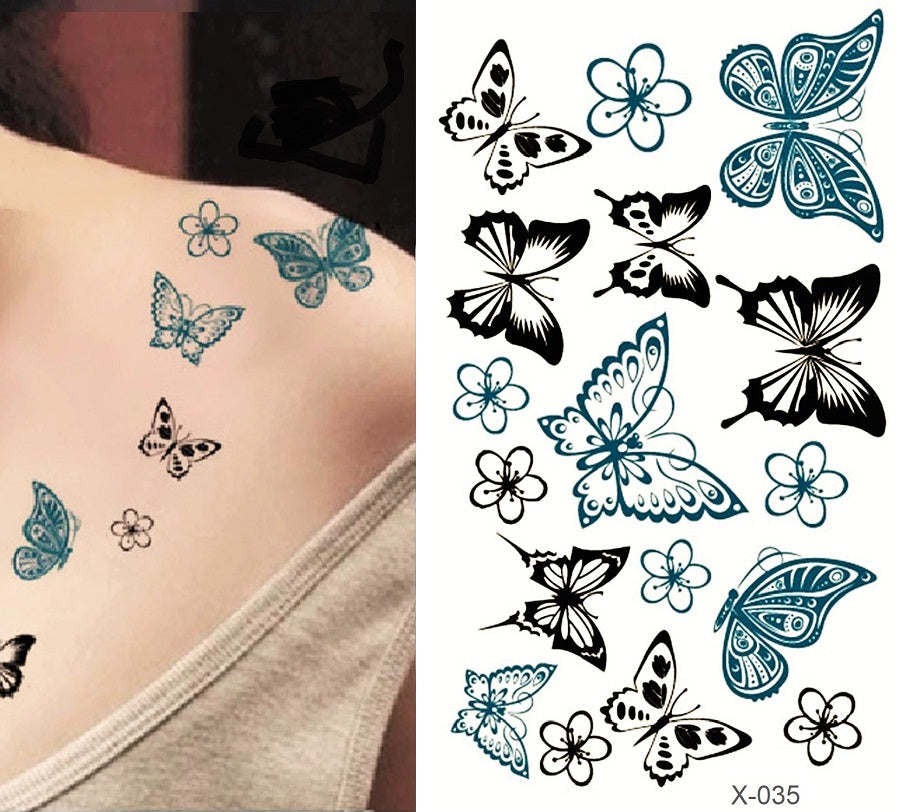 Blume Schmetterling Klebe Tattoos Temporary Tattoo Body Sticker NEU! Cosmintra®