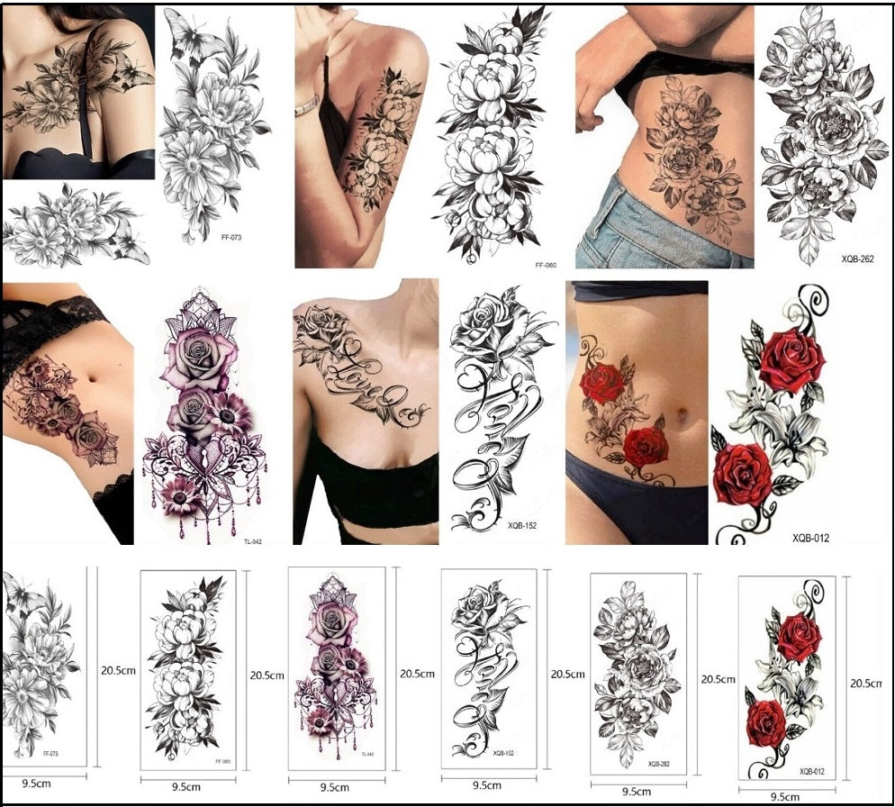 Klebetattoo 6 x Rosenmotive